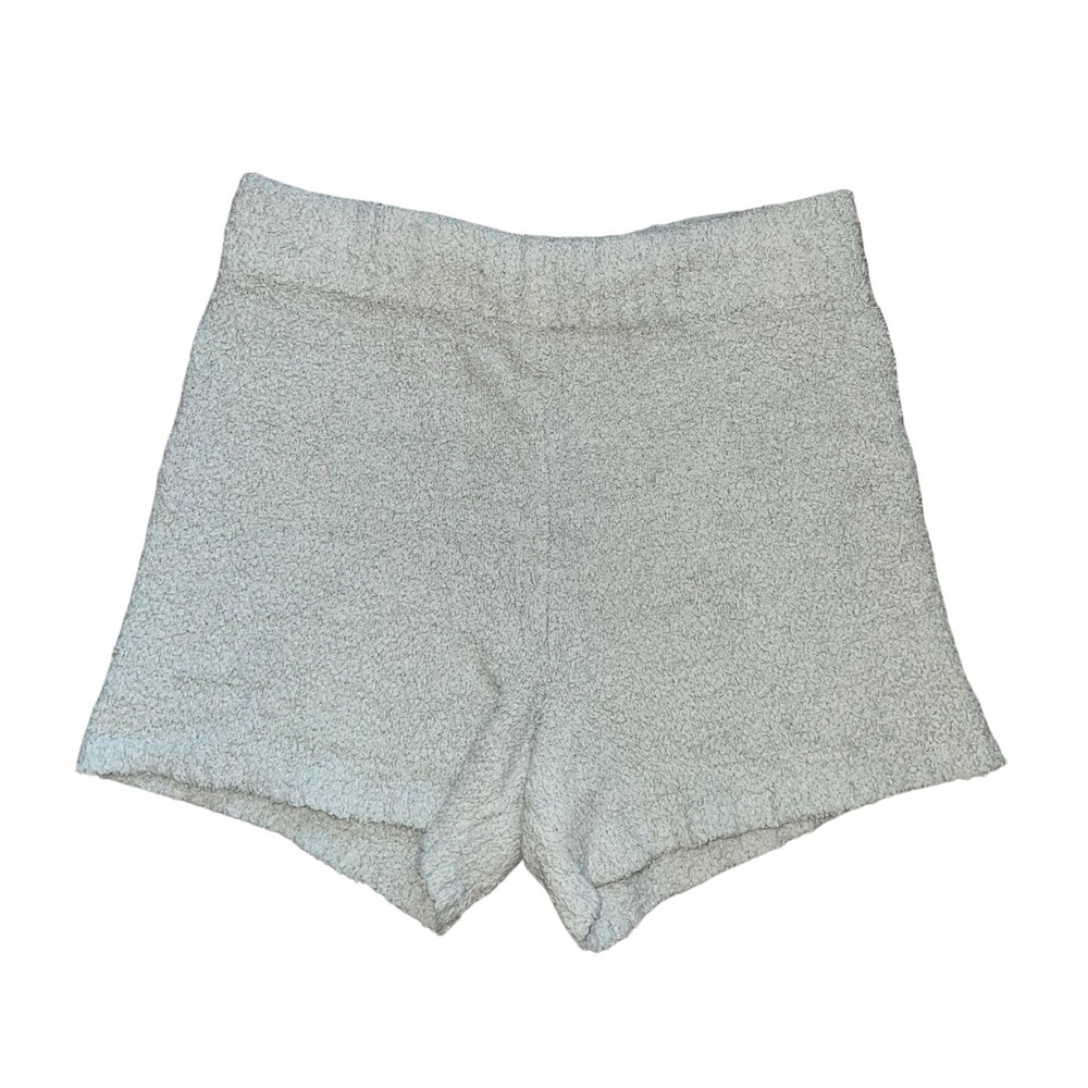 kim kardashian skims pastel sage green fuzzy high waisted shorts